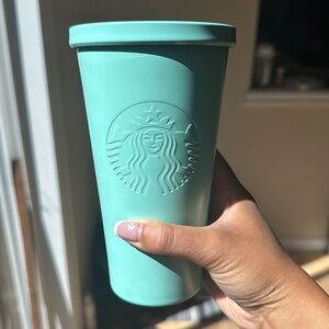 Starbucks insulated stainless steel 16oz cup in seafoam blue